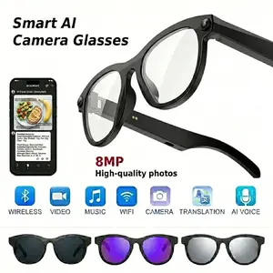 Smart AI Glasses with 8MP Lenses ,Button Touch Adjustment for Travel Outdoor Adventures Hands-Free Photography Languages Real-Time Translation and Voice Calls, Bluetooth Wireless ,Wearable Video Recording