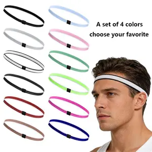 4 Piece Set, 12 Colors, Sports Elastic Sweatband, Soccer Player Style, Outdoor Sport Basketball Cycling Gym Head Tie, Unisex Adults Youth, Sweat Absorbing Headband, Sweat Wicking Headband