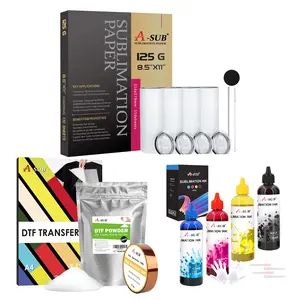 A-SUB Ultimate DIY Sublimation Bundle: Thermal Paper, 4 Cups, A-SUB DTF Kit for Beginners, Epson Sublimation Ink 4x120ML, Craft Like a Pro!