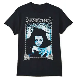 Rare Evanescence Photo Graphic Black T shirt Classic Cotton Unisex Shirt 1 Side Crewneck