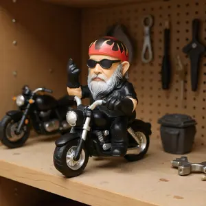Funny Motorcycle Middle Finger Dwarf Figurine, Resin Desktop Decoration, Desktop Statue, Office Living Room Study Desk Ornament, Cool Toy Hand Model