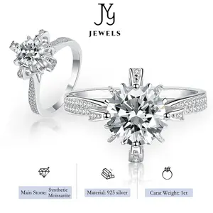 【JYJZZ223】Synthetic Moissanite S925 1 CT Flower Design Light Luxury Premium Feeling Crown Octopus Fashion Light Luxury Hundred Premium Women's Ring.