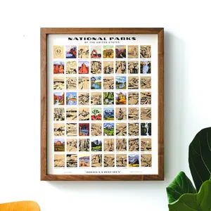 [UNFRAMED POSTER] National Park Poster, Colorful Bucket List Poster, US National Park Map, Family Adventure Poster, Christmas Holiday Gift