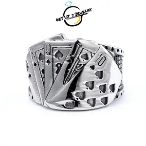 New Personalized Hip-hop Men's Ring in the Shape of a Poker Straight Flush | Birthday Gift | Holiday Gift | Hip-hop Style | Fashion Accessory | Trendy Accessory | Party Jewelry
