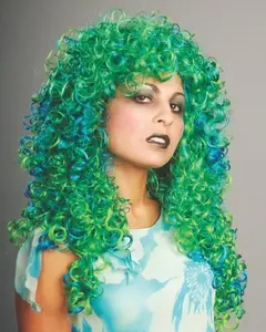 212 MAIN 2-Tone Curly Fiber Costume Wig, Alicia International 00190 GBLU, Unisex, 1 Size, Two-Tone