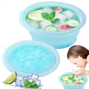 Collapsible Silicone Facial Face Ice Bath Bowl, Portable Reusable Cold Plunge Basin, Perfect for Home Camping Travel Treatments