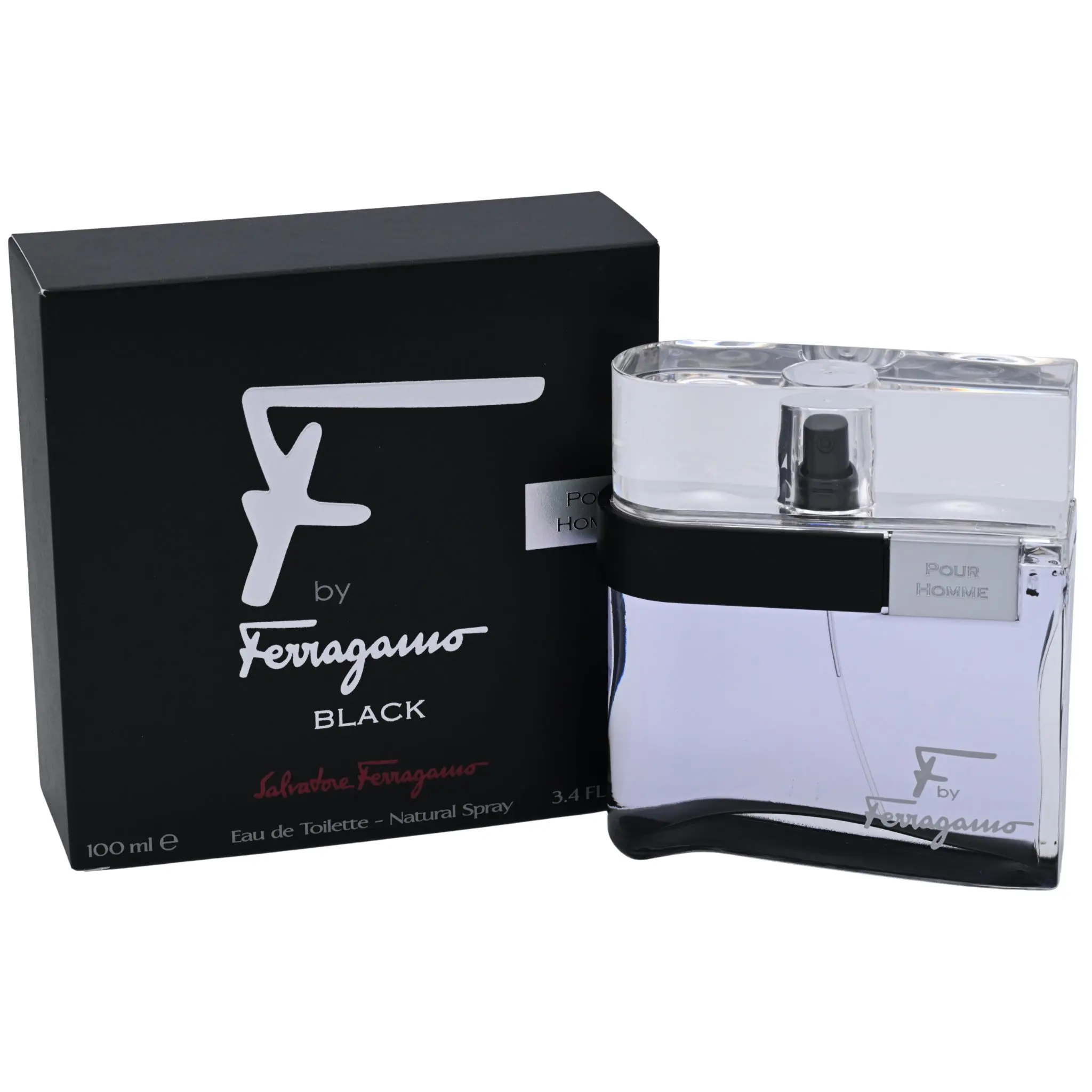 Men's Ferragamo BLACK Pour Homme EDT Spicy Perfume Spray - 3.4 fl oz (3.3 oz Equivalent), Long Lasting Signature Scent, Aromatic Amberwood, Lavender Base, Evening Wear, New in Box, Long Lasting Fragrance, Elegant Scent