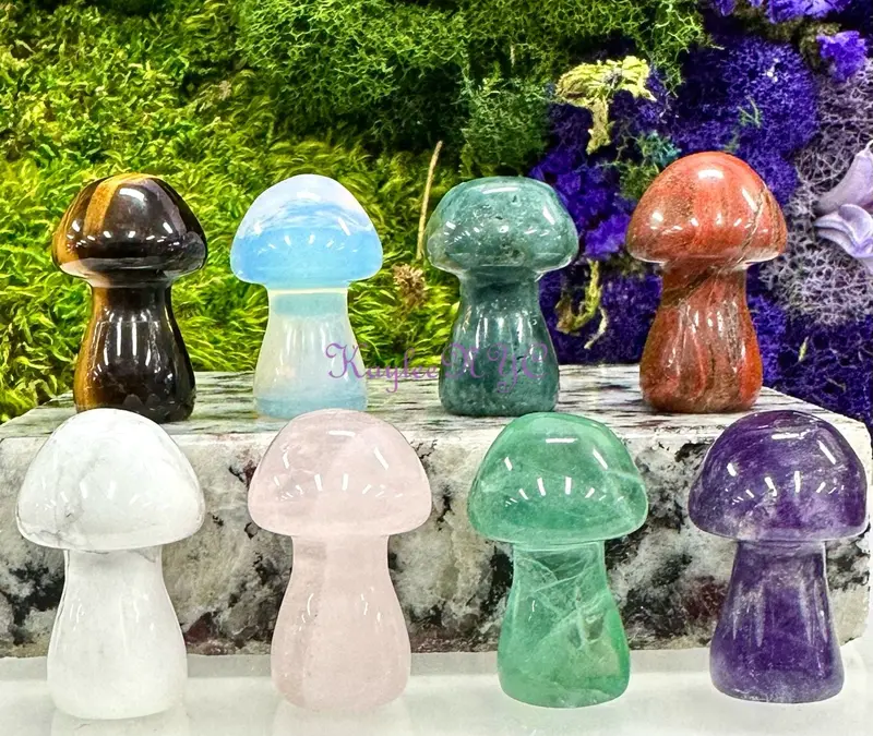 Wholesale Lot 8 PCs 1.25” Natural mix Crystal Mushroom Healing Energy