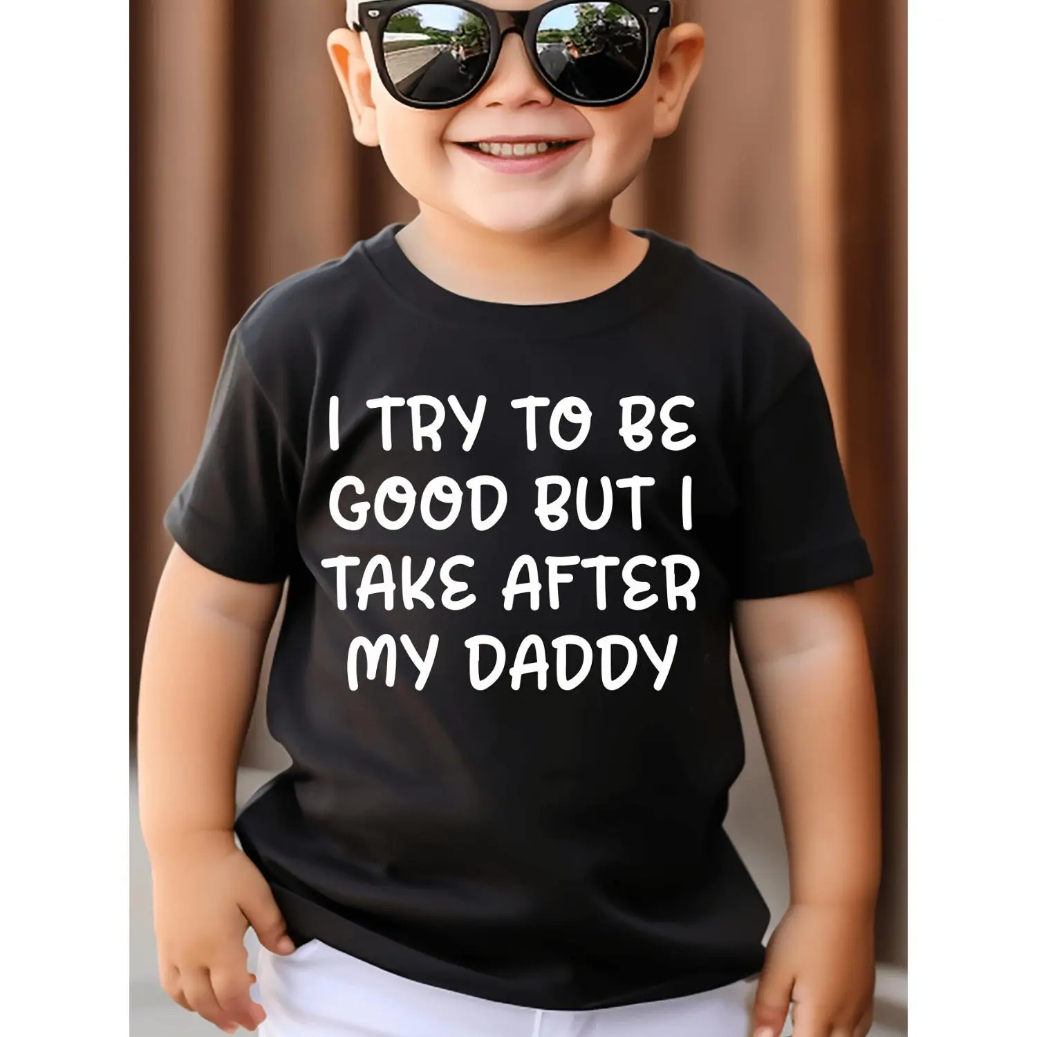 I TRY TO BE GOOD BUT I TAKE AFTER MY DADDY print 100%cotton Boy T-shirt, Child Sized Boys' T-Shirts, Kids Edition Boys' T-Shirts