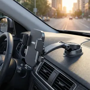 Multi-Scene Car Phone Holder - One-Click Lock, Retractable Arm, Strong Suction, 360° Rotation, Ideal for Navigation & Office Use