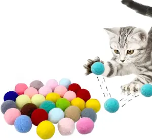Pompom Balls, 30 count 's Ball Toys 1.2 Inches Colorful Kitten Pom Pom Balls Lightweight Indoor Kitten Interactive Playing Quiet Ball  Toys for Indoor Cats to Do More Exercise (2.5cm)