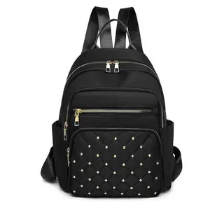 Backpack with Pockets office commute Valentine's fashionable Stylish Large Capacity Backpack - Diamond Quilted Stitching Studs Women's Backpack travel trip bag Travel Laptop Versatile Durable sporty bookbag