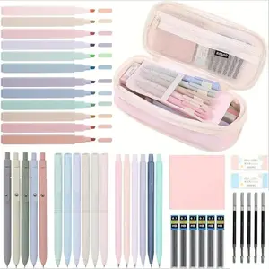 44pcs Deluxe Aesthetic Stationery Kit, Stationery Set, Large Capacity Pencil Case, Vibrant Highlighters, Smooth Gel Pens, Mechanical Pencils & More! School Supplies