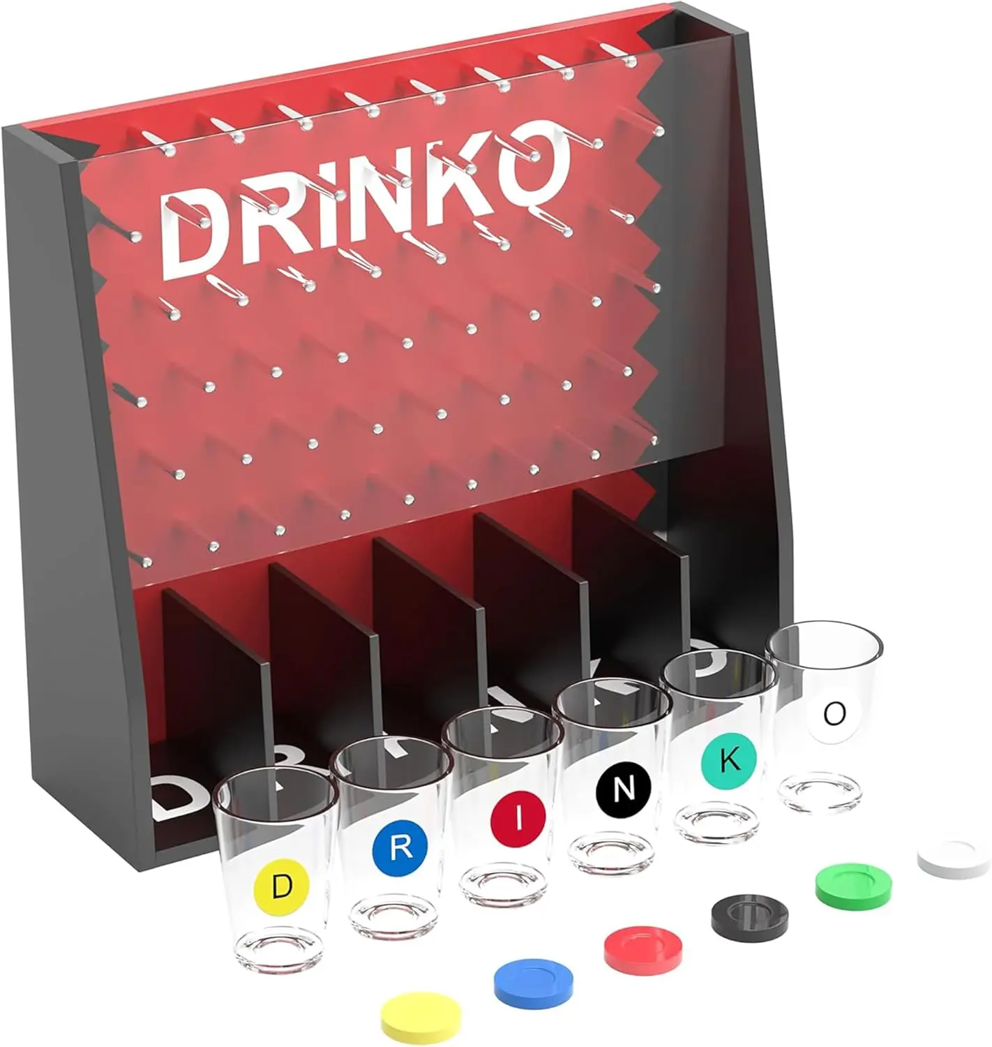 Adult Party Drinking Game Shot Glasses Set - Durable Glassware Drinkware with Metal Pegs, Drinking Game Kit for Group Fun