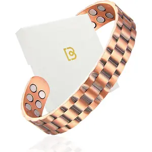 Copper Bracelet for Men, 99.99% Pure Copper Cuff Bangle with 18  (3500 Gauss), Adjustable Size, Brick