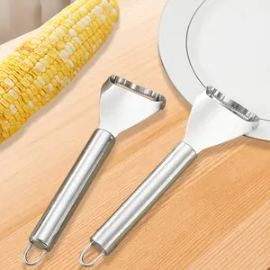 2 Counts Corn Peeler, Corn Cob Stripper & Thresher, Ergonomic Handle Corn Cutter, Kitchen Gadget for Removing Corn Kernels from Cob