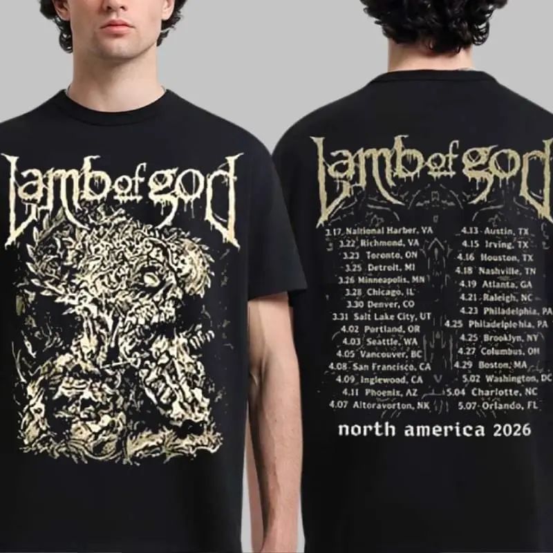 Lamb Of God North America Tour 2026 Tour Dates Two Sided Unisex T-Shirt Sizes S–5XL HGC27716