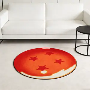 Gradient Red Sun Star Circular Carpet Artistic Contrast Color Plush Floor Mat Living Room Tea Table Non slip Foot Mat Bedside Absorbent Pad Home Thickened Soft Easy to Clean Pad Suitable for Modern Simplicity/Artistic Home Decoration Round Rug