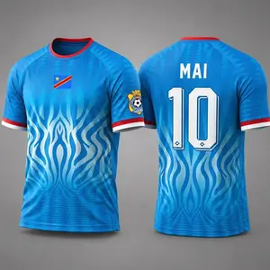 Custom Soccer Jersey Shirt, Personalized Name Number Football Jersey, DR Congo Style Blue Kit, Custom Team Shirt Gift for Men Women