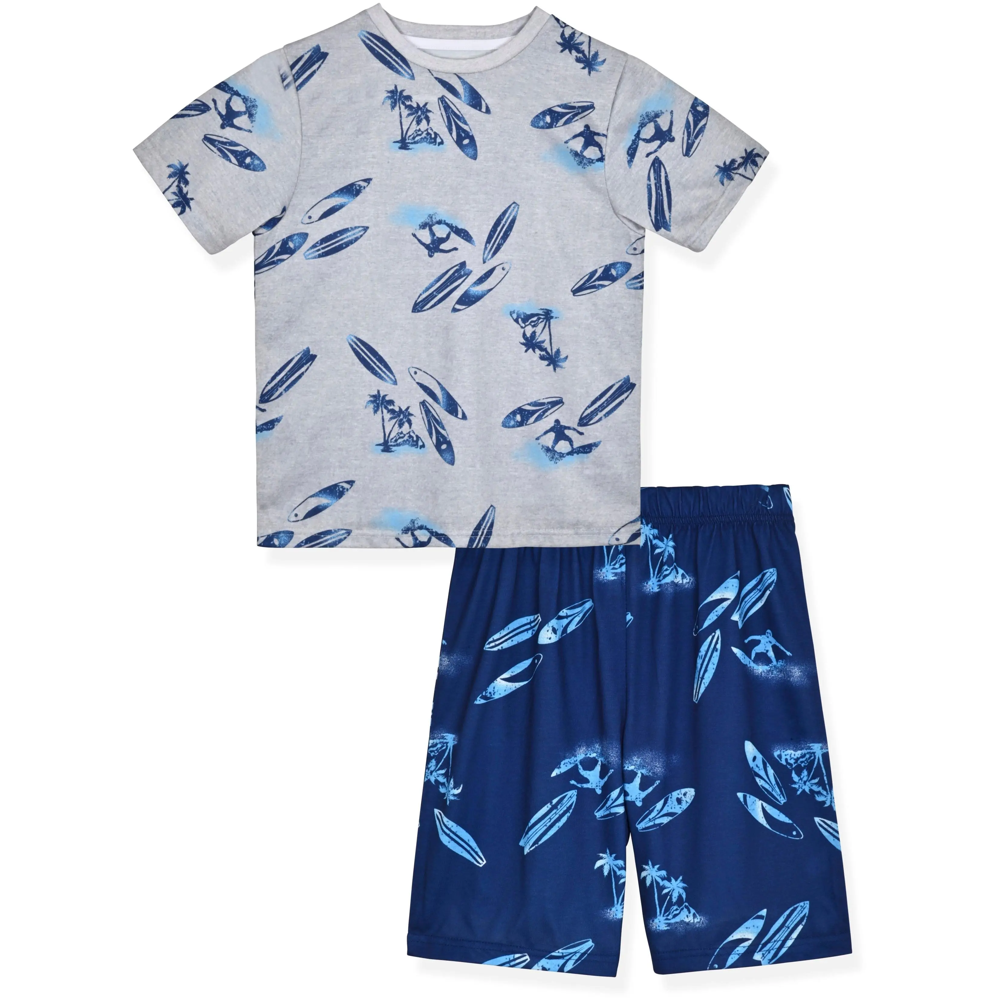 Boys 2-Piece Short-Sleeve Jersey Pajama Shorts Set- Surfer.