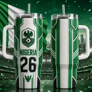 Personalized Nigeria Soccer 40oz Tumbler, Custom Football Fan Travel Mug, International Championship Inspired Drink Cup, Sports Lover Gift