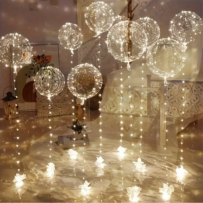 10/20 Pack LED balloons light up balloons, 20 Inches Light Up Balloons, Clear Helium Bobo Balloons, Glow Bubble With String Lights for Valentines Day, Halloween, Christmas, Wedding, Birthday Party Decoration