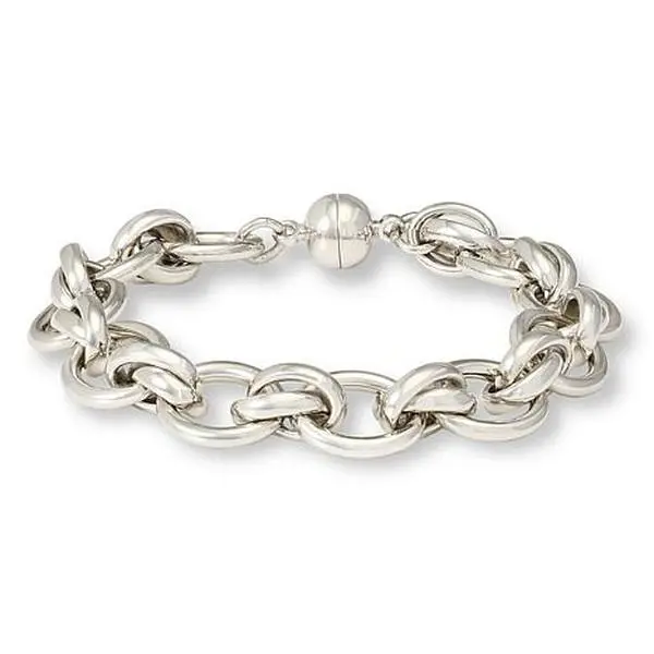 Bellezza Bronze Oval Rolo Link Magnetic Clasp Bracelet