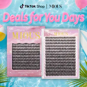 Mious [New D-001 Box] DIY Lash Clusters Volume Lash Waterproof Long-Lasting Eyelashes Volume Lash with Eyelash Glue Beginner-Friendly Individual Lashes Makeup for Girls Cosmetic Lash Clusters