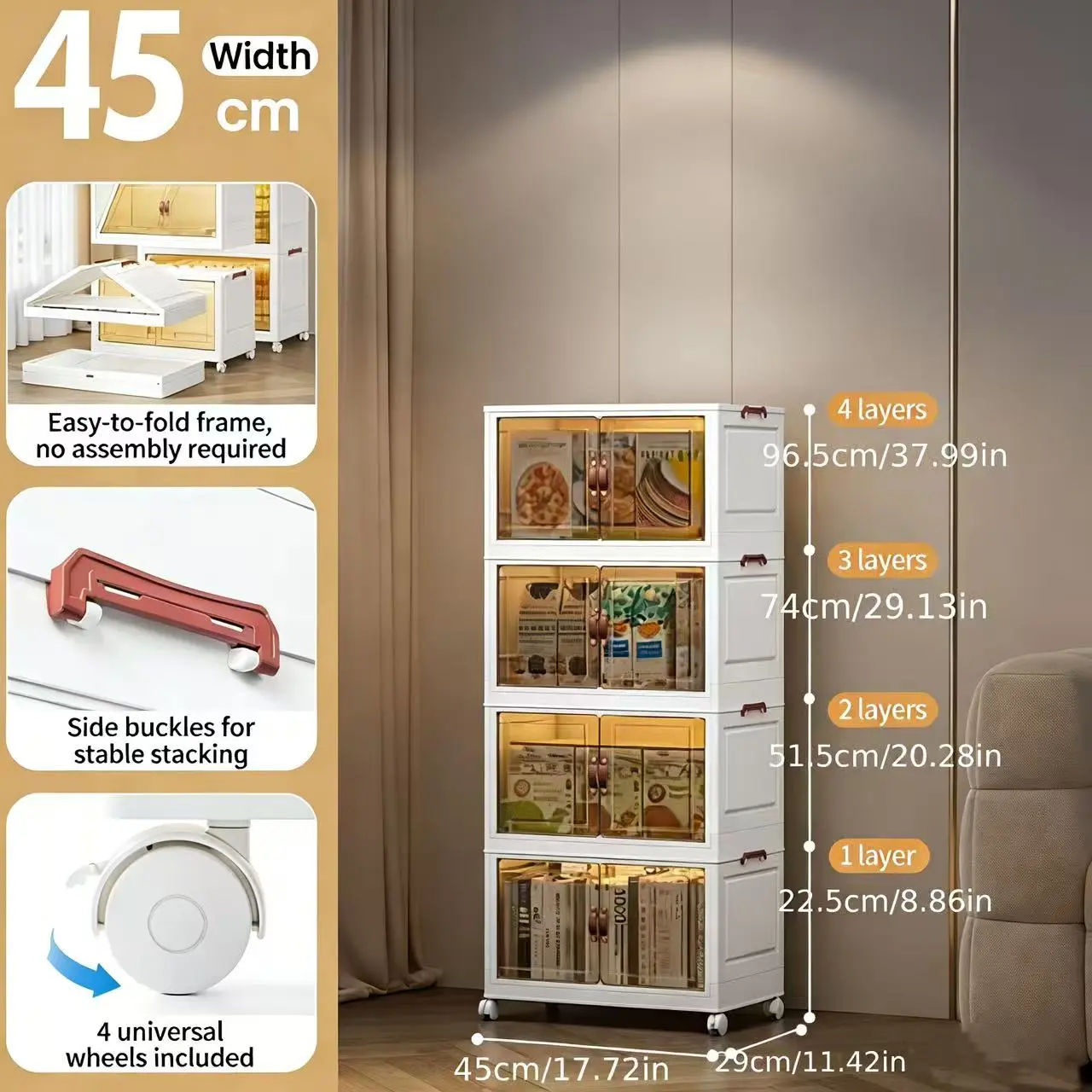 Foldable wheeled box, 4–5 tiers stackable;for bathroom,and living room. Stacking design saves space;shoe cabinet for organizing makeup clothes, shoes and bags.layer storage Collapsible Multifunctional durable Bins plastic storage cabinet Foldable wheeled box, 4–5 tiers stackable;for bathroom,and living room. Stacking design saves space;shoe cabinet for organizing makeup clothes, shoes and bags.layer storage Collapsible Multifunctional durable Bins plastic storage cabinet