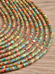 Colorful Sea Sediment Jasper Beads - 4x2mm Boho Style Loose Beads Bead Assortment DIY Jewelry Making Supplies for Necklace Bracelet Earrings (38cm/15inch about 156-160 beads)