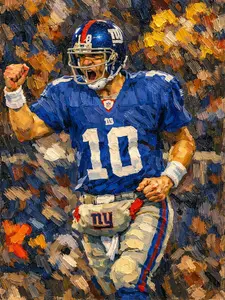 New York Giants Eli Manning 13x19 Oil Painting Print