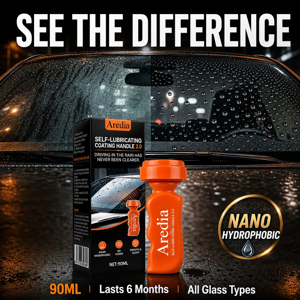 Aredia Nano Ceramic Windshield Coating - Self-Lubricating Glass Coating Handle 2.0, Hydrophobic Water Beading, Rain Repellent, Anti-Glare HD Vision, UV Protection, Car Glass Sealant, Windshield Treatment Kit, Long-Lasting Ceramic Shield, All-Weather Use C