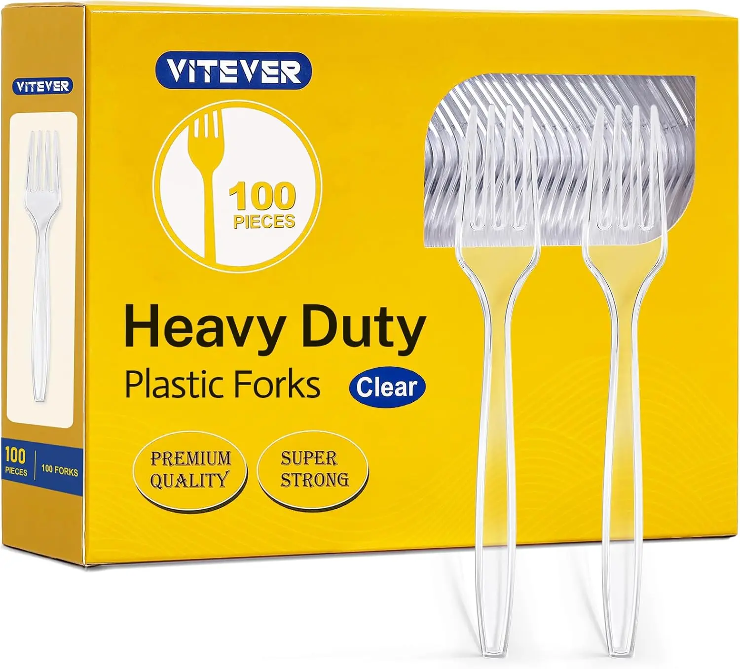 100 Count Clear Plastic Forks Heavy Duty Premium Disposable