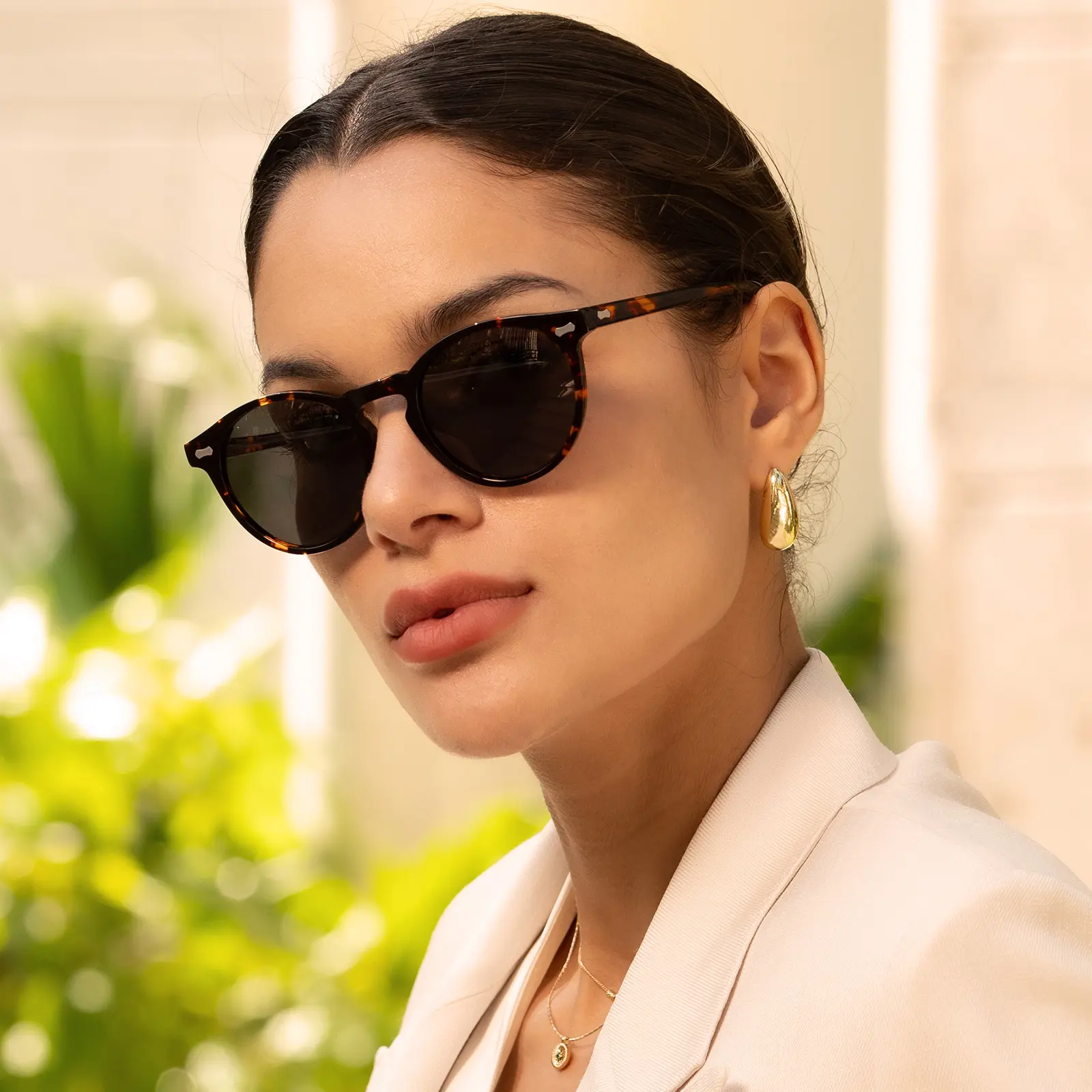 CARFIA Women's Vintage Round Polarized Sunglasses - Acetate Trendy Frames, UV400 Anti-UV Protection, Hand-Crafted Sun Protective Women's Sunglasses, Sun Protective Sunglasses, Trendy Frames Sunglasses