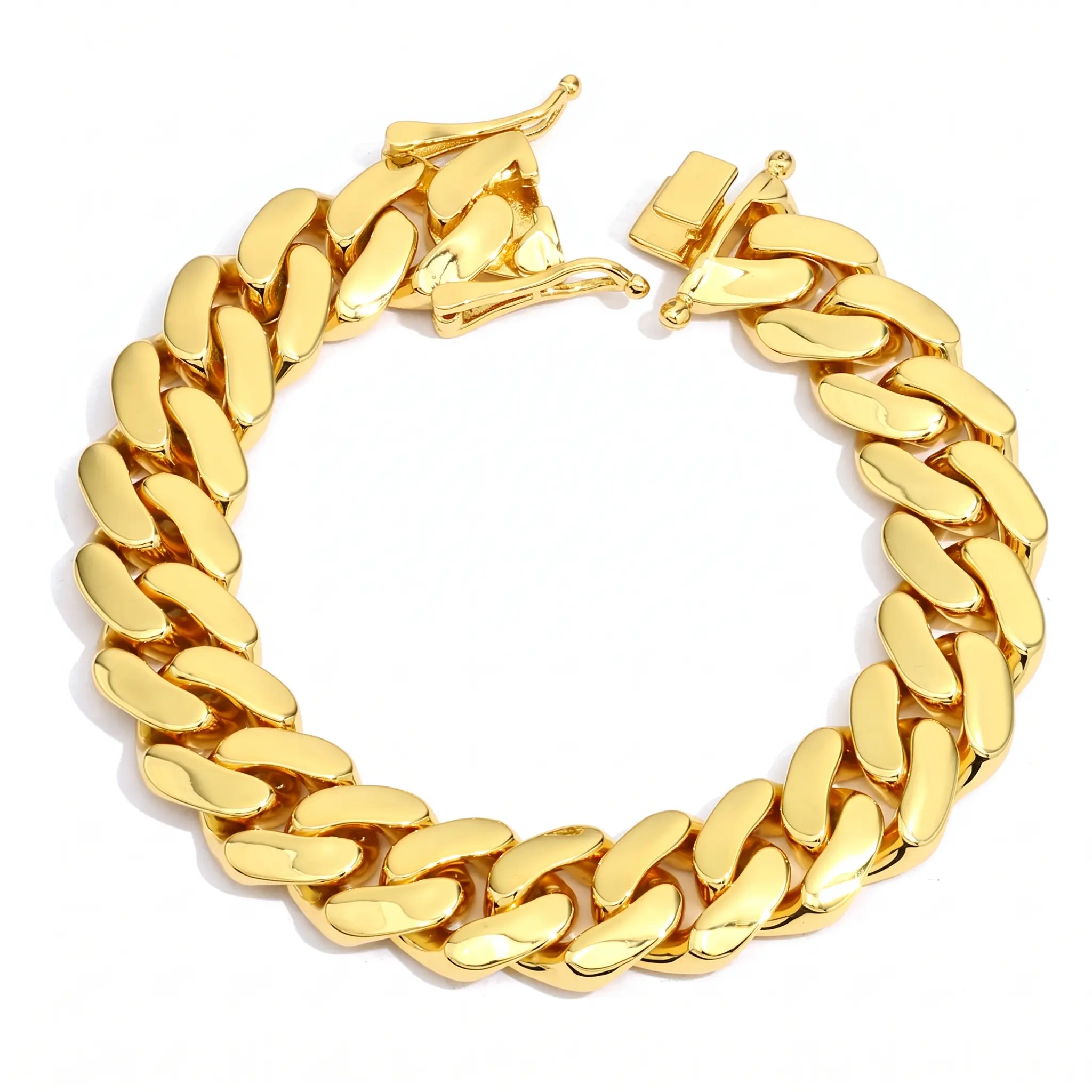 Miami Cuban Link Bracelet for Men Women, 14K Gold/Silver Plated Curb Chain Bracelet with Double Safety Clasp, Hip Hop Jewelry 6-22mm Width,  6/7/ 8/9 Inch