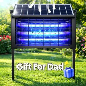 【Father's Day Gift】Solar Bug Zapper Outdoor Waterproof Electric Mosquito and Fly Zapper with Smart Light Sensor Rechargeable Solar Powered Trap for Patio, Backyard, Garden, Camping, and Indoor Use
