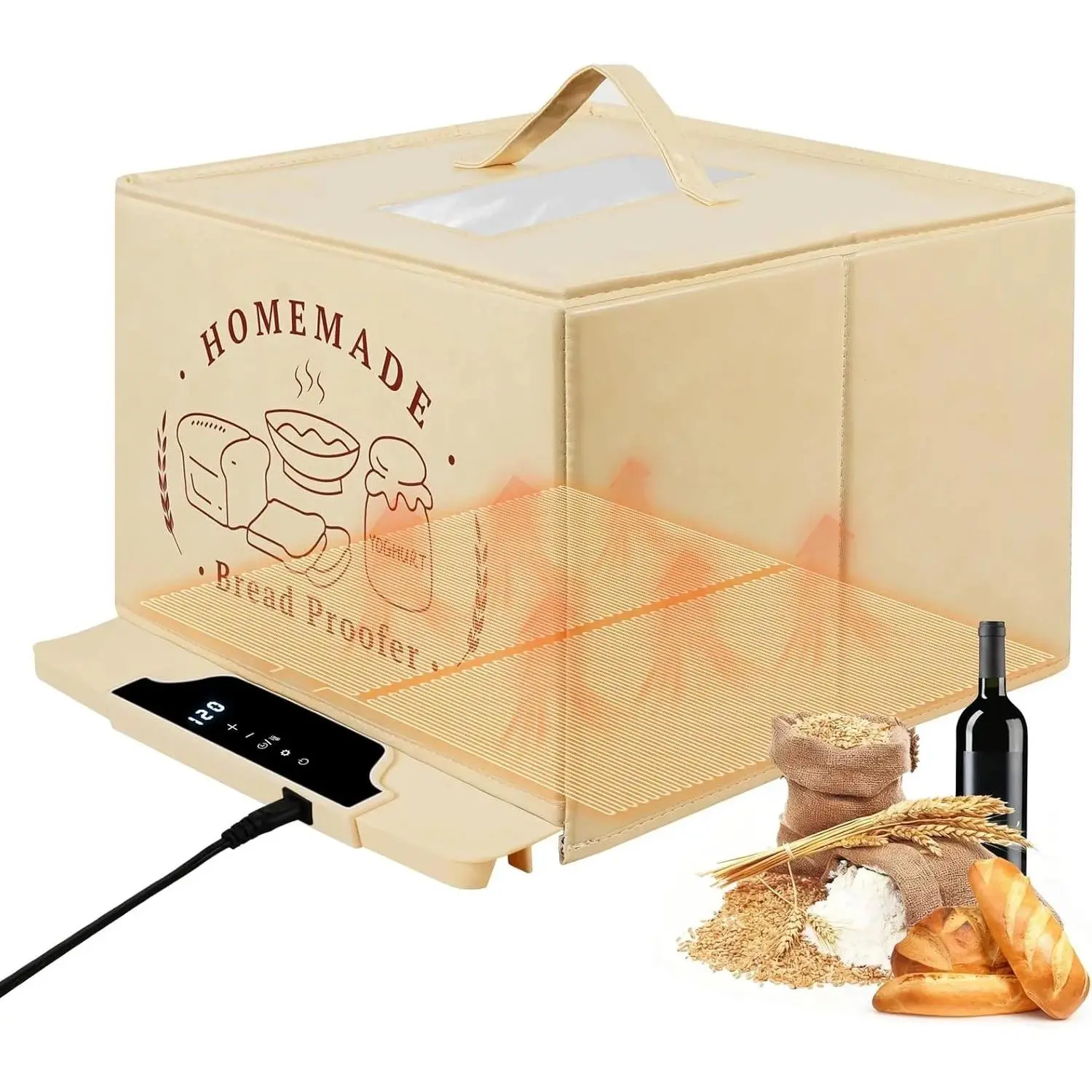 Small Bread Proofing Box - Durable Kitchen Cooking Tools & Utensils with 85-210°F Temp Control, 12H Timer, Full-Surface Even Heating Silicone Mat, Defrosting, Sourdough Baking & Food Warmer Use