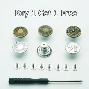 Buy 1 Get 1 Free! 40Pcs Size Adjustment Button Kit - Adjustable Jean Buttons, No-Sew Instant Waist Tightener & Extender, Nailess Removable Metal Snap Tacks with Screwdrivers & Rivets