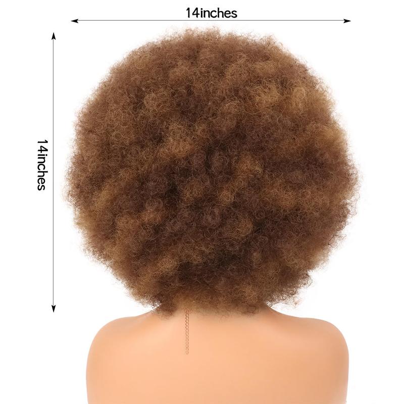 Blonde Afro Curly Wig for Black Women Short Kinky Curly Synthetic Wig Bob Fluffy Natural Looking Fake Hair for Cosplay Party Use Stylish Afro Design Natural Realistic Varieties Colors