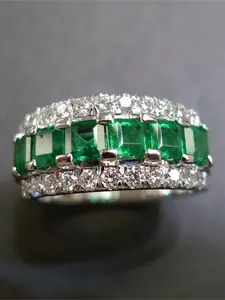 1 PC Gorgeous Green Cubic Zirconia Ring Elegant Engagement Ring For Women For Valentine's Day Gift Wedding Anniversary Party Jewelry