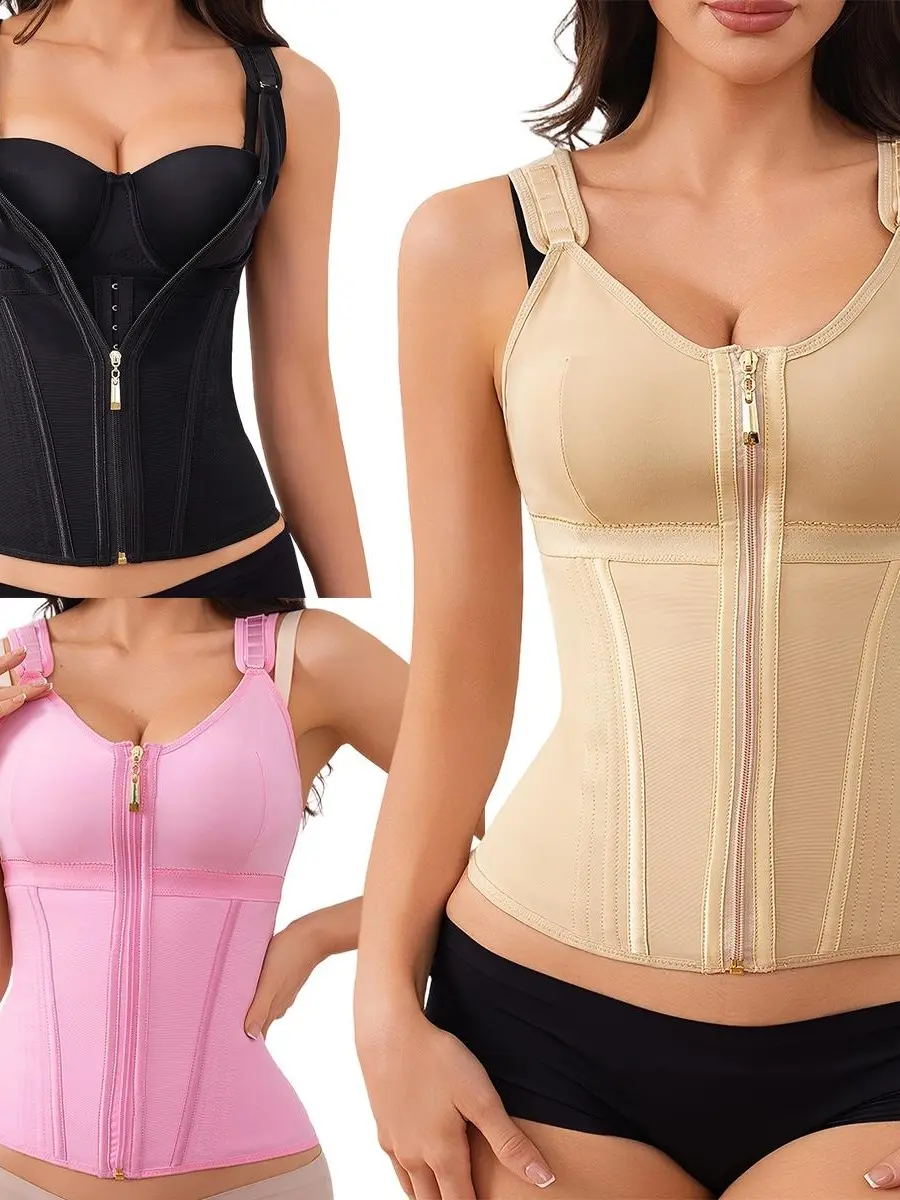 Fitness Faja Waist Trainers Corset Shapewear for Women with Bra Tummy Control Girdle Workout Adjustable Strap Womenswear Basic Casual Style