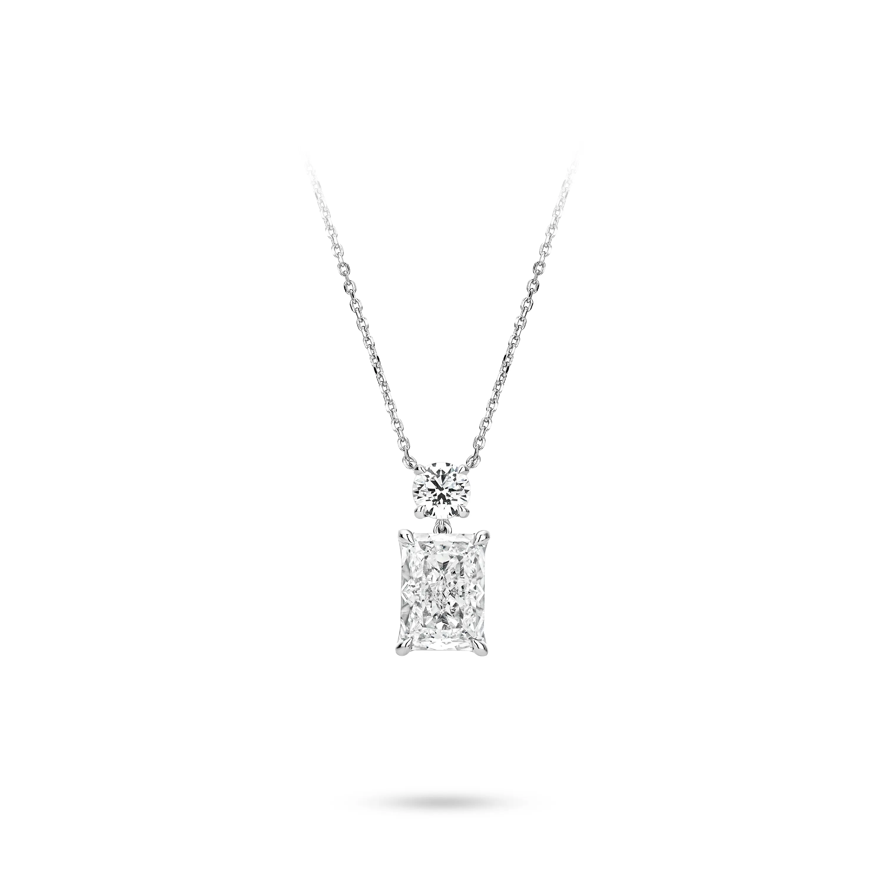 VAMERAY #6126 8 Carat Two-Stone Round & Princess Cut Pendant Necklace