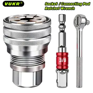 VUKR Universal Maintenance Tool 3-Piece - Adjustable Universal Socket Wrench Set for Damaged Nuts & Bolts, Compatible with Power Drill & Ratchet Wrench, Motorcycle Repair, Garage & Home DIY