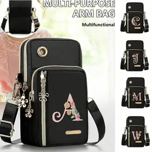Women's Fashion Letter Floral Crossbody Bag, Casual Mini Shoulder Sports Arm Bag, Running Wristlet, Mother's Day Gift, Birthday Present