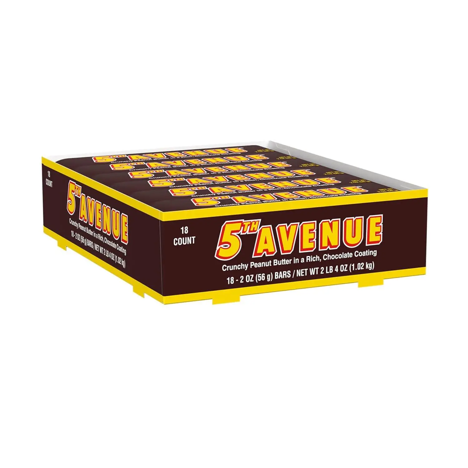 5TH AVENUE Chocolatey Coated Crunchy Peanut Butter Bars 2oz 18ct