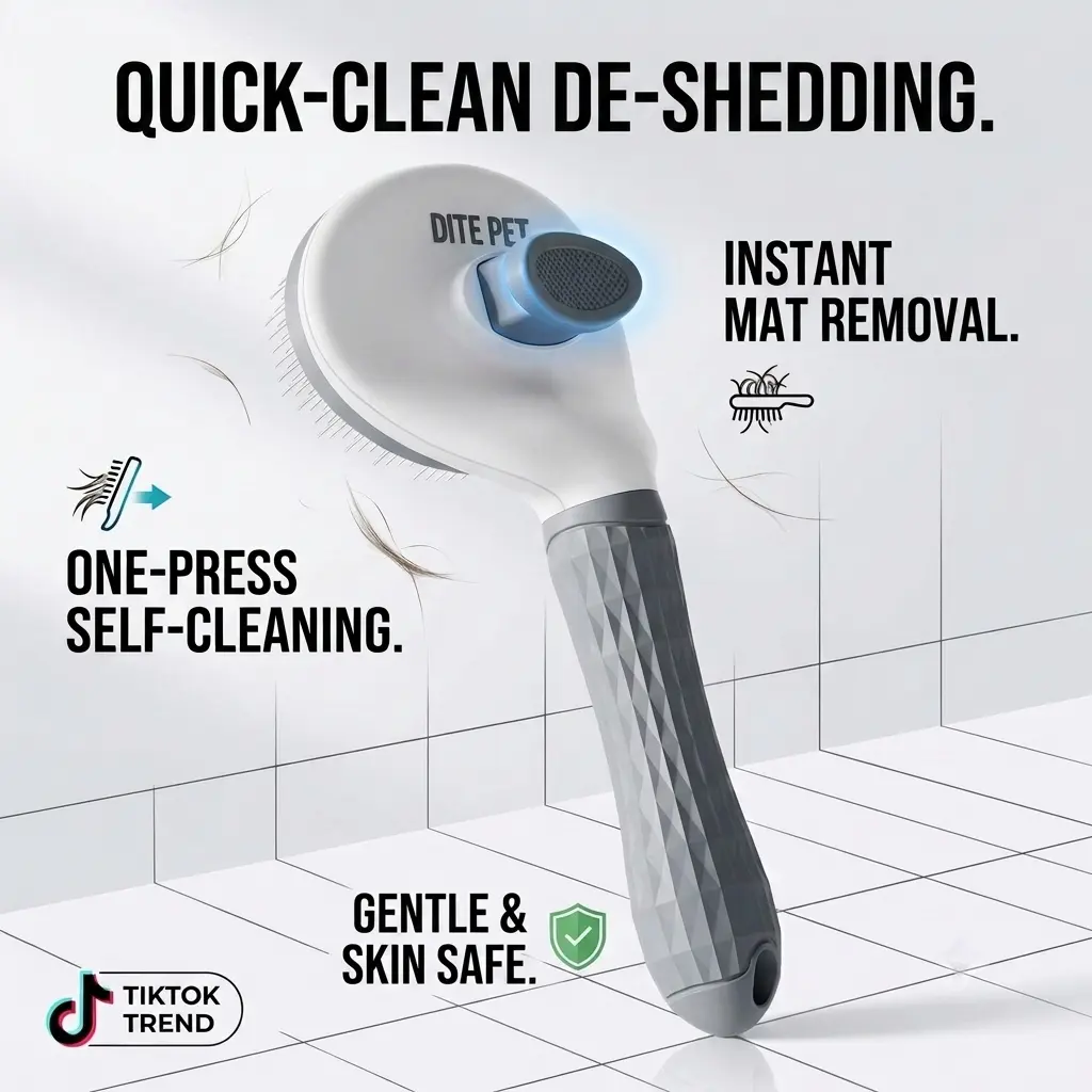 Quick Clean Pet Grooming Brush Curved 140° Bristles For Long Short Haired Pets Self-Cleaning Slicker Brush for Dogs & Cats  One Press Deshedding Pet Grooming Brush Pet Grooming Brush、Slicker Brush、Deshedding Brush、Pet Comb、Undercoat Hair Remover