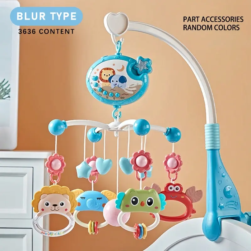 Baby Crib Mobile with Music and Lights, Musical Light Up Play Toy with Remote Control and Timer, Fits Newborns and Infants, Sensory Music Crib