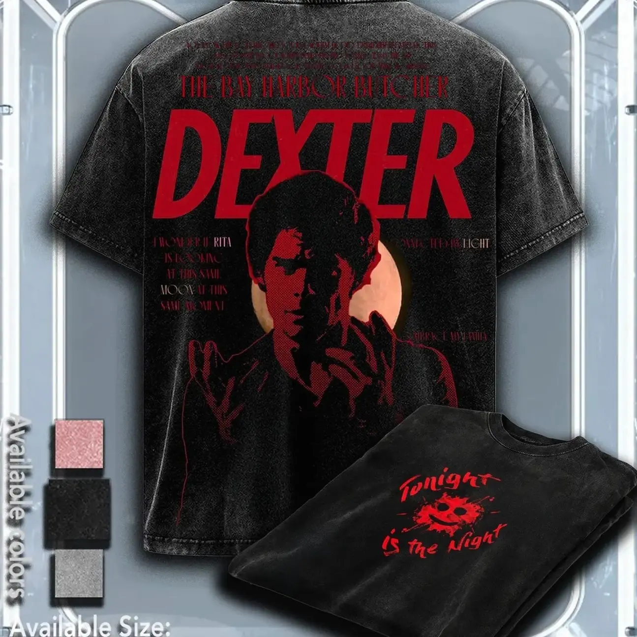 Dexter Dark Passenger Blood Slide Collection Washed Graphic T-Shirt Oversized Vintage Cotton Crime Thriller TV Show Streetwear Unisex Premium Apparel 20260721-036 P17