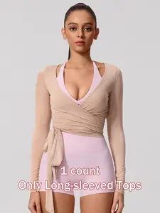 Lightweight Breathable Long Sleeve Yoga Hoodie, Fitness Clothes Tops, Multi-Wear Outer Layer, Skin-Friendly Slim Fit, Dance Quick-Dry Pilates, Adjustable Lace-Up Design