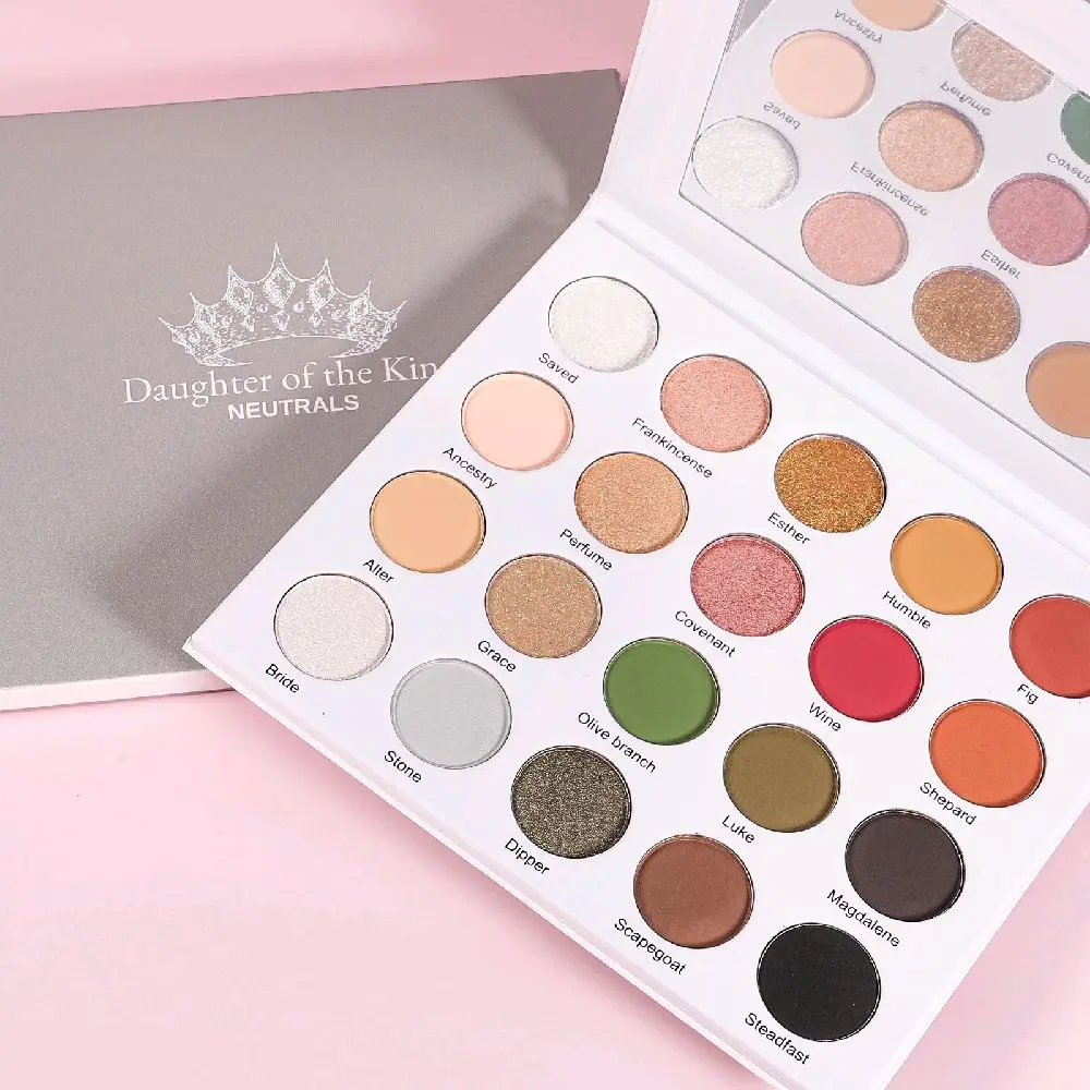 24-Color Daughter of the King Mica-Based Cosmetic Eyeshadow Palette - Single Item with Wide Range of Neutrals, Versatile Shades for Everyday Wear & Diverse Makeup Looks